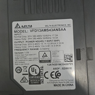 台达MS300变频器，型号VFD13AMS43ANSAA，7议价