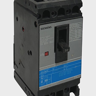 西门子ED43B030Sentron系列CIRCUITBREAKER30A480VMAXED43POLEUSN