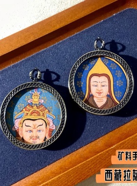 西藏拉萨手绘唐卡莲花生大师宗喀巴嘎乌盒设计感毛衣链春夏坠饰品