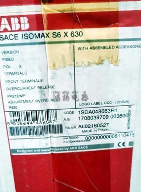 配件ABB SACE ISOMAS S6X 630 PR212PM 3P 630A议价