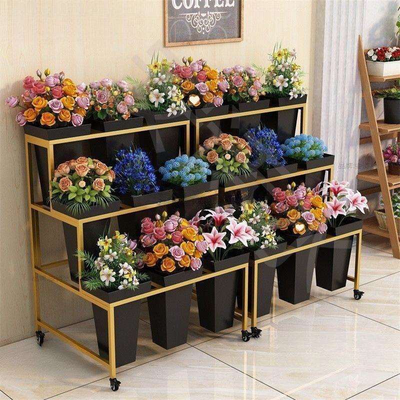 鲜花店专用工作台二三四层卖花摆摊展示架子多层阶梯形花筒醒花架