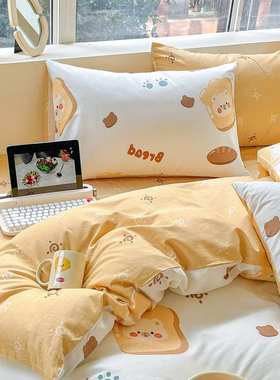 春夏新品|纯棉绿色ing三四件套学生宿舍全棉床单床笠套件田园风