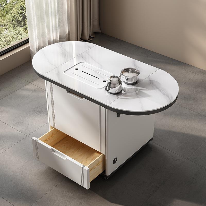 阳台岩板移动折叠茶桌茶台家用多功能现代简约轻奢茶几茶桌小户型