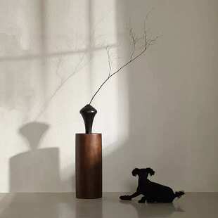 【双丰工厂】实木底座圆形中古雕塑台家居民宿香樟木墩子落地摆件