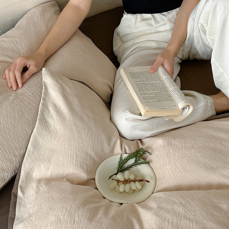 屿橙新款全棉新疆棉肌理纹四件套