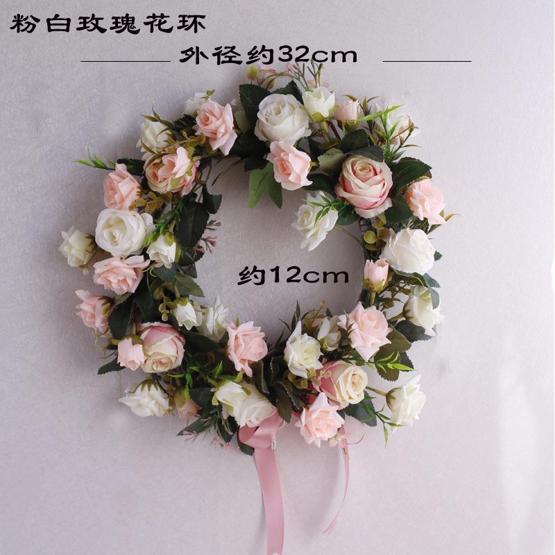 真玫瑰花环绢花壁饰门饰家居客厅花艺装饰圣诞花环