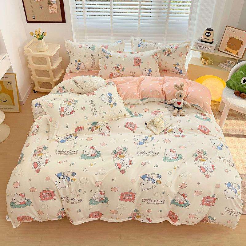 跨境亚马逊磨毛芦荟棉四件套床单被套外贸学生寝室三件套厂家