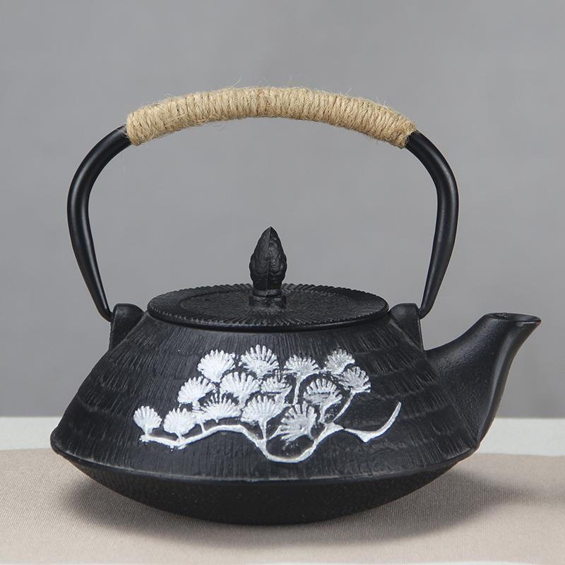 800ml描金彩绘款铸铁壶带过滤网中式煮水泡茶家用养生铸铁壶茶具