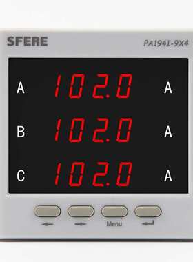 江苏斯菲尔PA194I-9X4智能LED三相交流电流表数显表电工仪器仪表