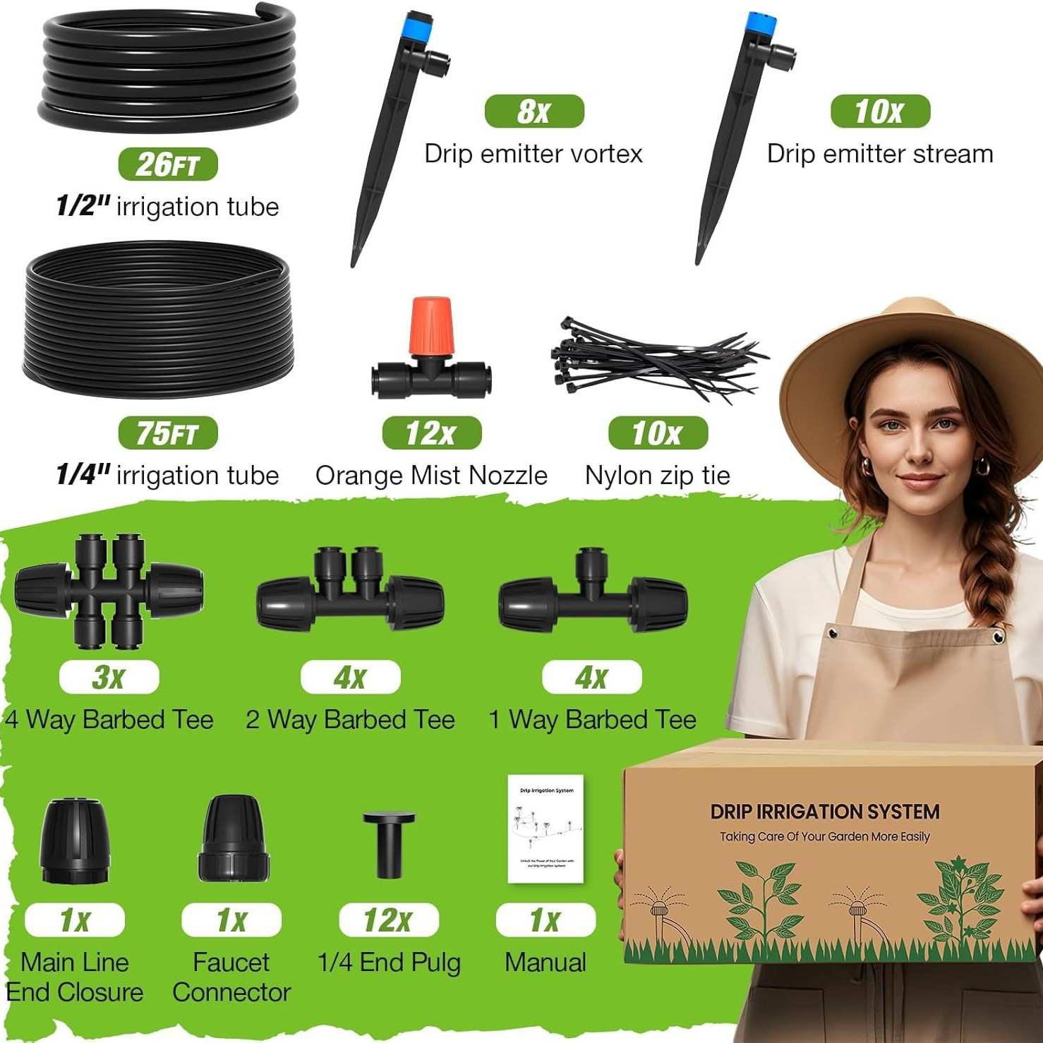 跨境快插滴灌自动浇水浇花器 庭院降温除尘灌溉喷头花园灌溉工具