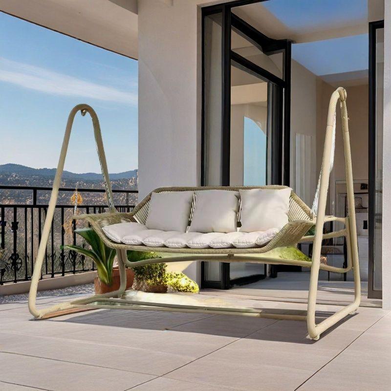 户外秋千椅阳台庭院休闲铁艺藤编座椅吊床摇椅阳台网红家用秋千椅