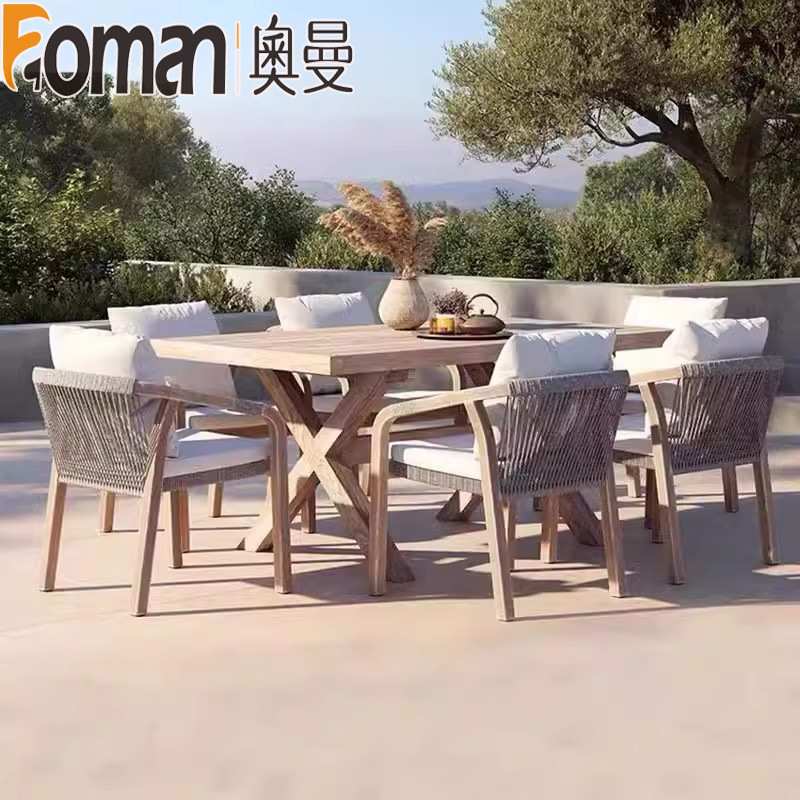 户外沙发柚木庭院出口外贸别墅家具露天酒店室外花园外摆实木组合