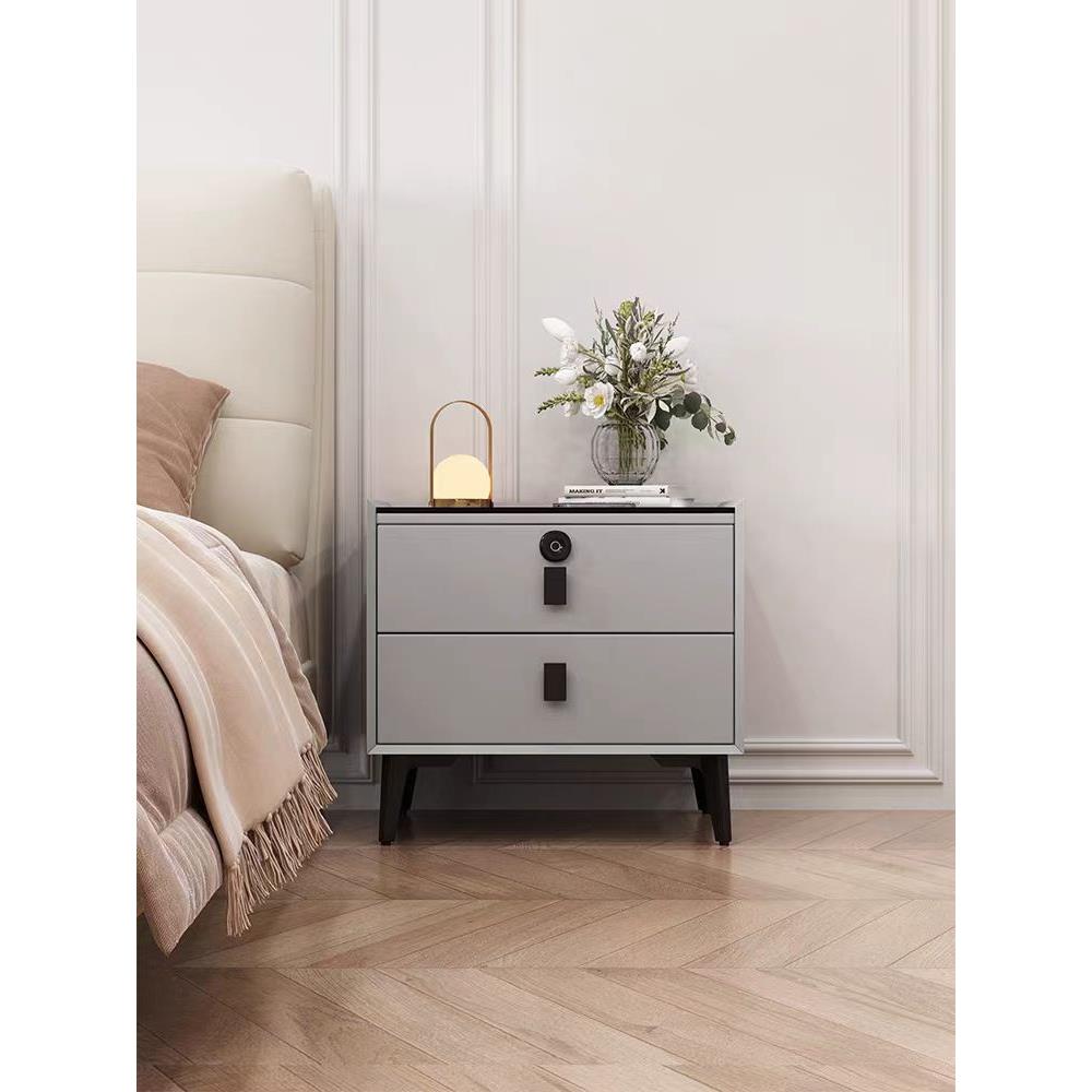 智能床头柜现代简约实木网红极简易无线充电主卧室多功能轻奢家用