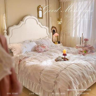 法式实木床复古白色安娜床现代简约主卧.双人奶油风美式公主