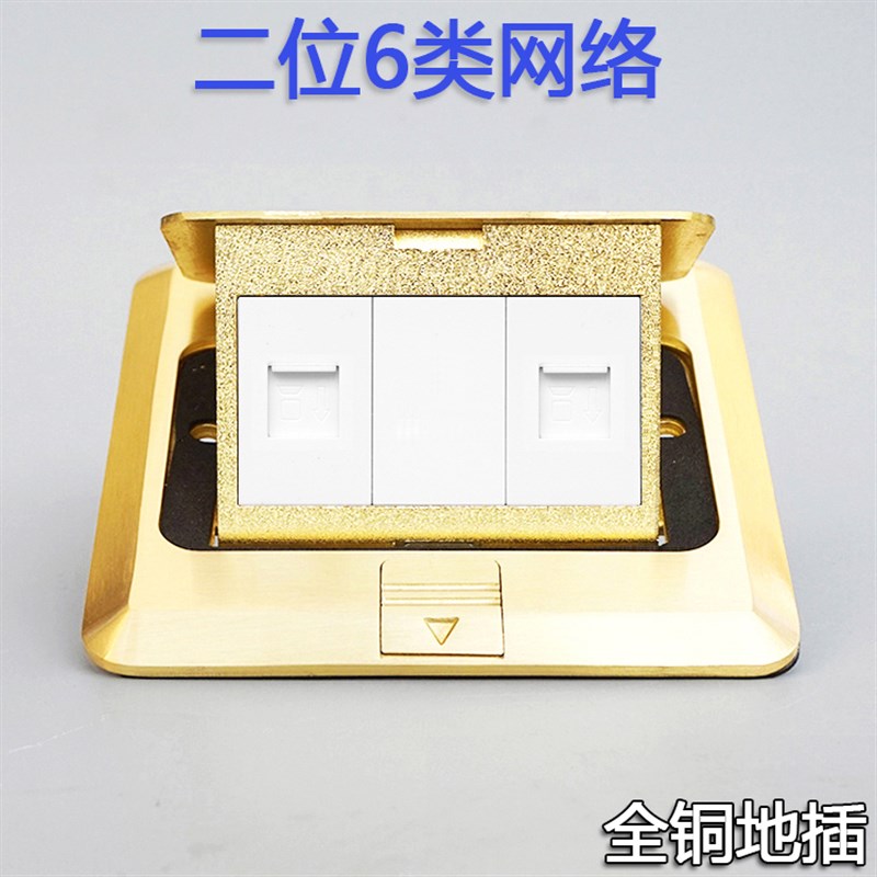 欧驰弹起式双六类电脑地插防水二位CAT6类免打网络全铜隐藏式插座