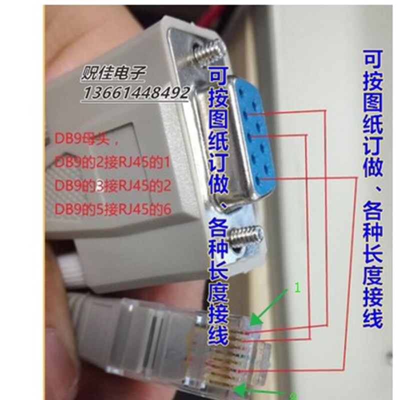 RJ45转RS232线 COM串口9孔水晶头线 db9串口转网口线