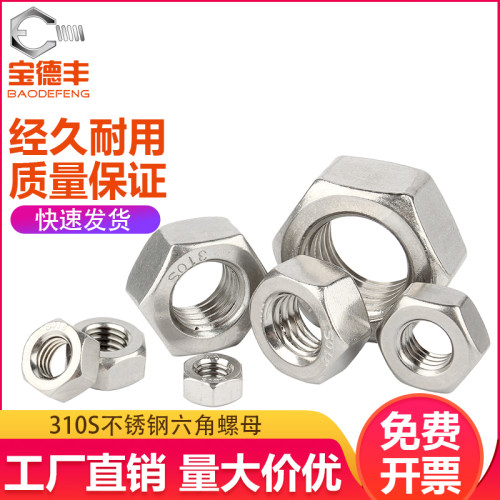 310S耐高温不锈钢六角螺母2520螺帽螺丝帽大全M2M3M4M5M6M8M10M48