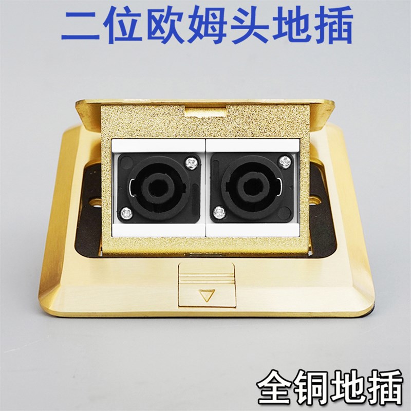 弹起式全铜大四芯二位欧姆头地面插座双舞台音响卡农音箱地插面板