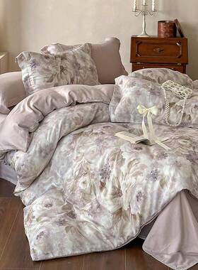 【】家居轻奢花高雅254JT00印舒适透J气零汗纱四件套254T00