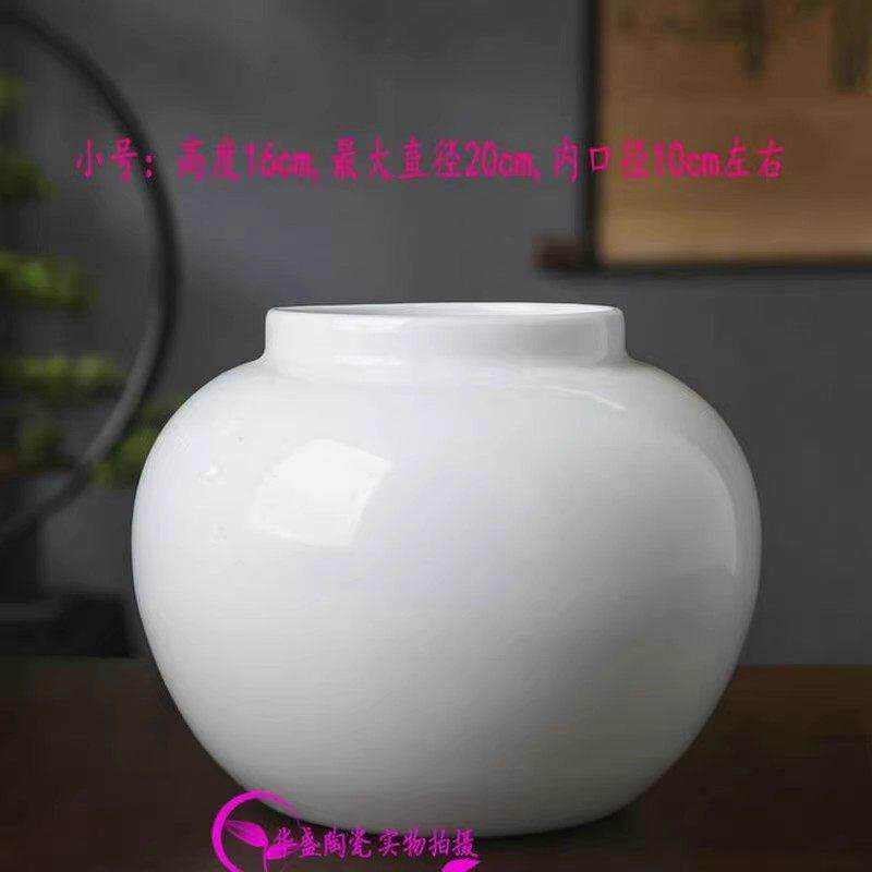景德镇陶瓷大肚白色台面花瓶现代简约摆件插花装饰客厅轻奢风水培
