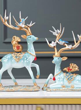 乔迁新居礼品招财福鹿摆件轻奢高档玄关客厅酒柜新家居装饰品结婚