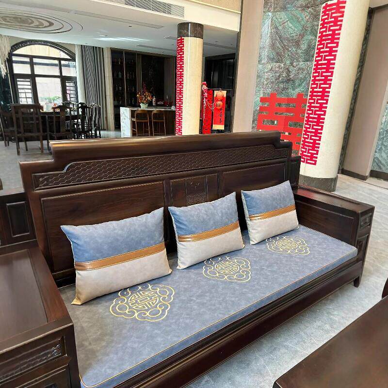 定制红木沙发坐垫新中式垫真皮实木椅垫真牛皮防滑两面可用防水