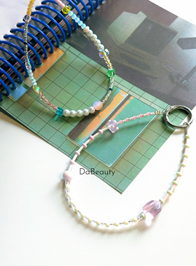 「莉莉莓」DaB原创粉色系甜美风少女磨砂琉璃细链手机链ccd链挂件