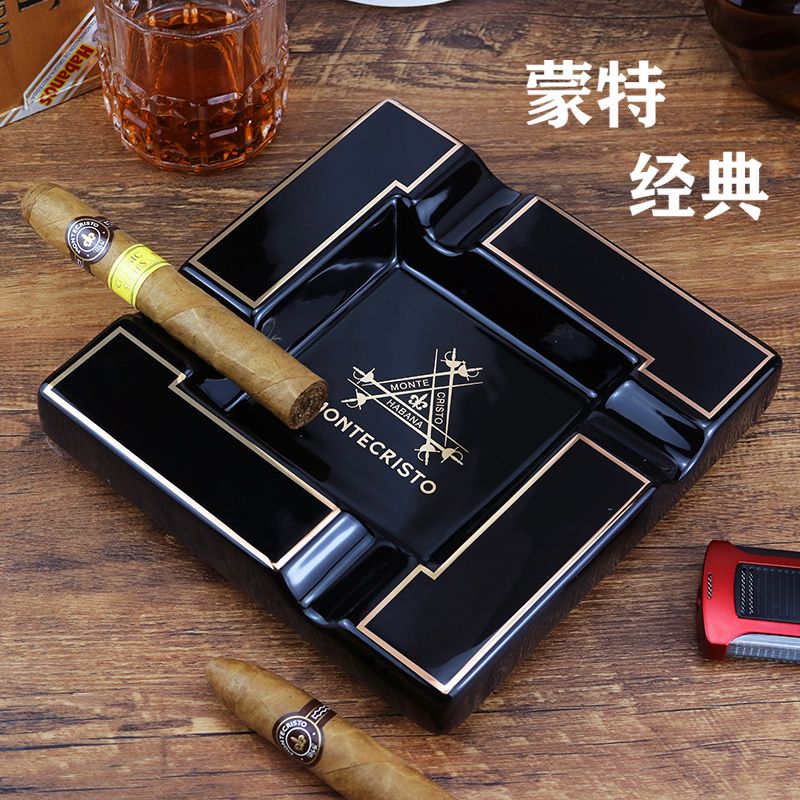 雪茄专用烟灰缸个性时尚陶瓷金属便携式雪加烟缸cigar雪茄专用