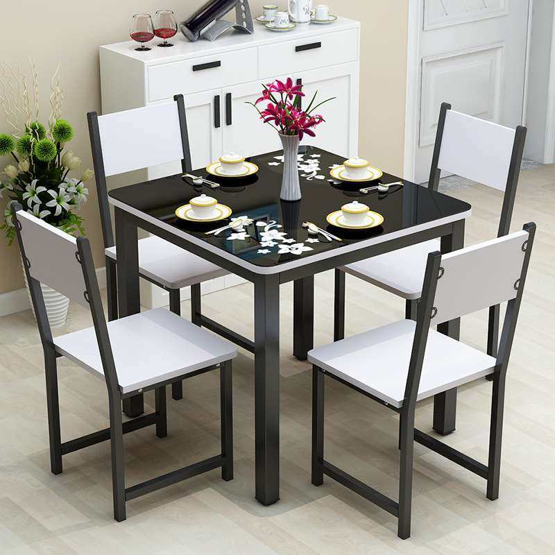 钢化玻璃餐桌椅方桌正方形四方桌小吃店方桌家用餐厅烤漆桌椅组合,住宅家具,板木餐桌,淘宝优惠券,粉丝福利购,淘宝优惠卷