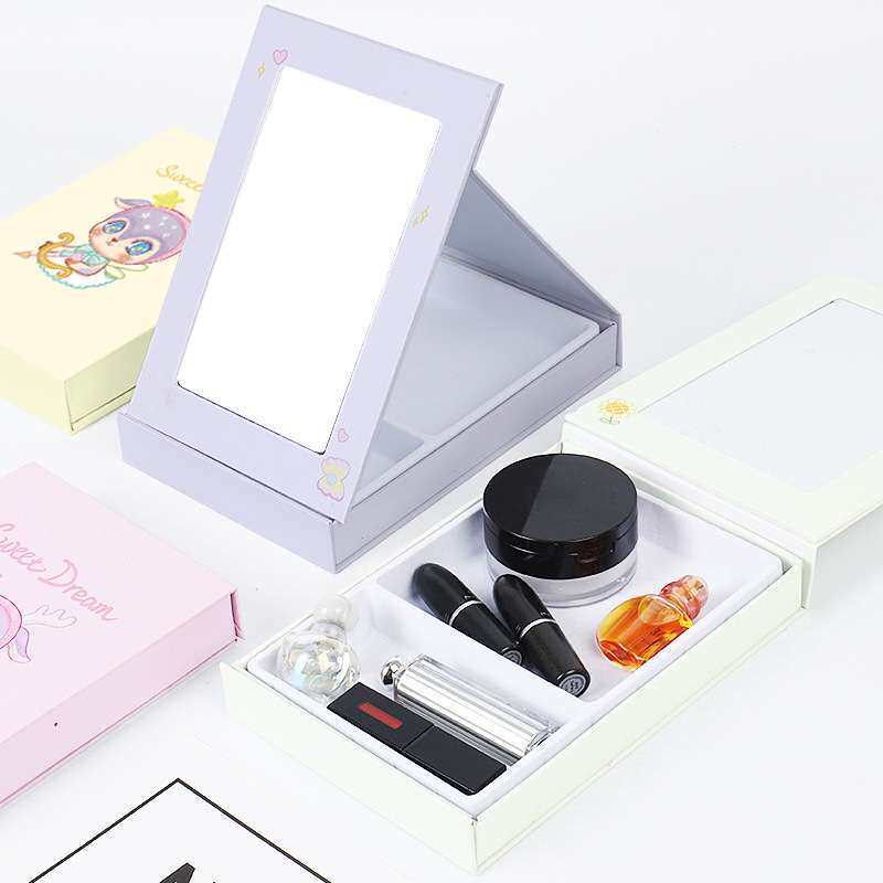 厂家 可爱卡通折叠化妆镜 宿舍桌面收纳梳妆镜 便捷随身小台镜