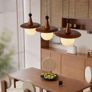 中古风餐厅灯吊灯法式复古餐桌吧台灯美式简约实木床头小吊灯3714