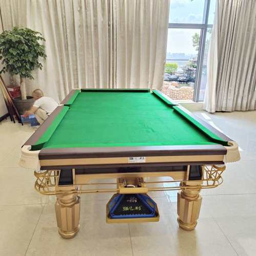 钢库一体台球桌开店商用美式中式黑八台球桌标准广东强利台球厂家