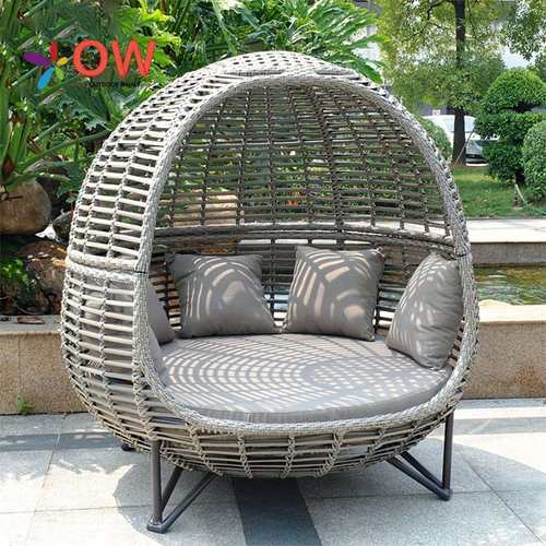 户外防水滕椅躺床休闲室外花园庭院藤编沙发圆床藤椅厂家藤椅家具