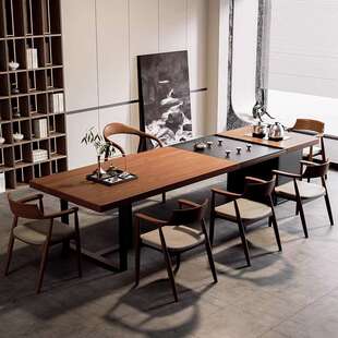 实木茶桌会客接待泡茶桌老板办公室大型高档茶台带茶盘烧水壶一体