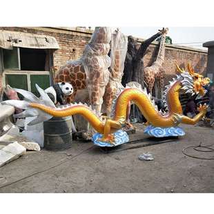 供应玻璃钢仿铜龙雕塑立体龙模型酒店大堂门口青龙长龙雕塑