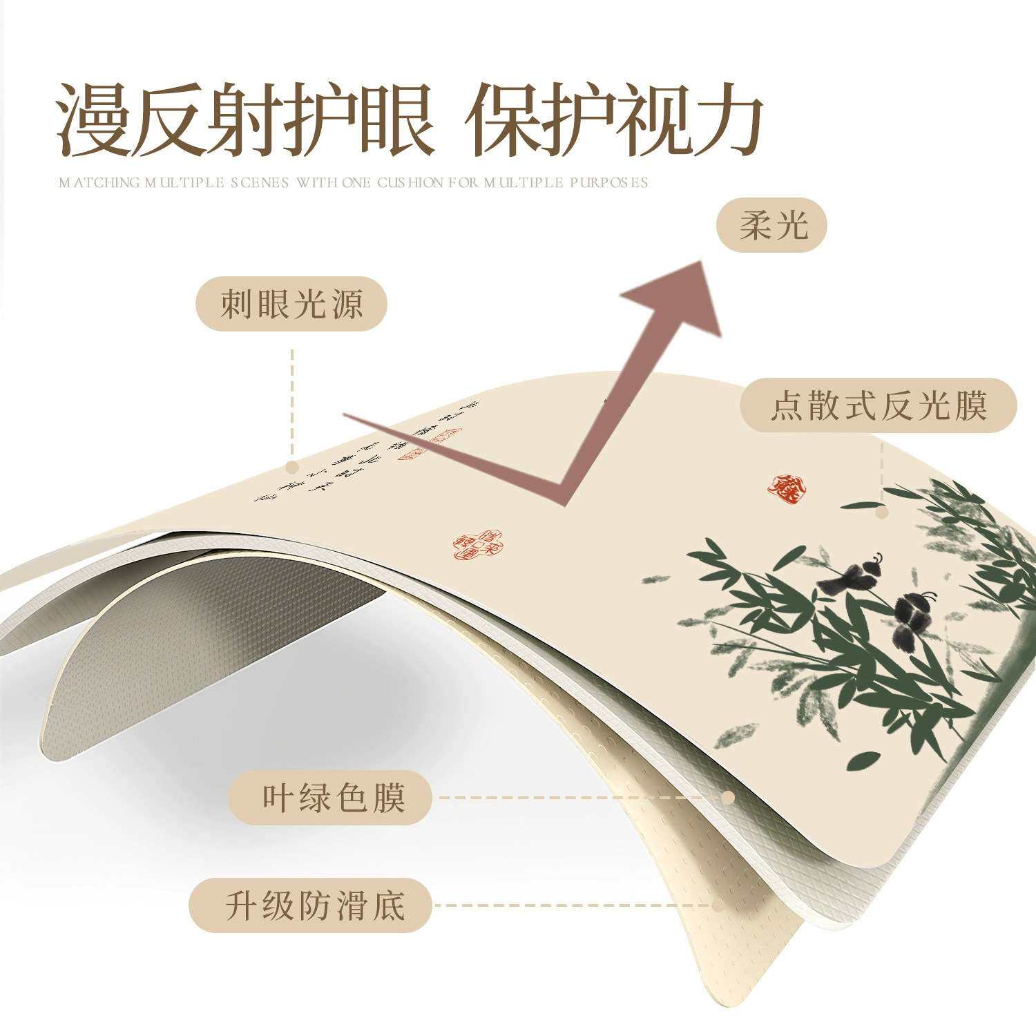 新中式山水国风双面书桌垫学生写字台书法桌布电脑办公桌面保护垫