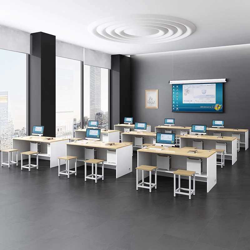 机房电脑桌电脑台式桌中小学生教室微机房双人学生桌椅专用办公桌