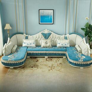 欧式四季沙发靠垫，防滑套，全包定制高端奢华面料靠垫，雪尼尔中