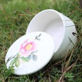 9.5cm彩绘首饰收纳盒中式 小陶瓷粉罐家居装 饰梳妆饰品储物罐印泥