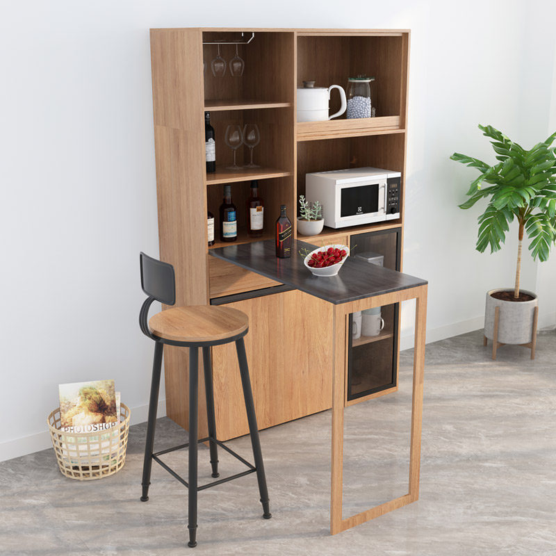 北欧餐边柜餐桌椅可移动一体柜子靠墙折叠吧台小户型多功能家用