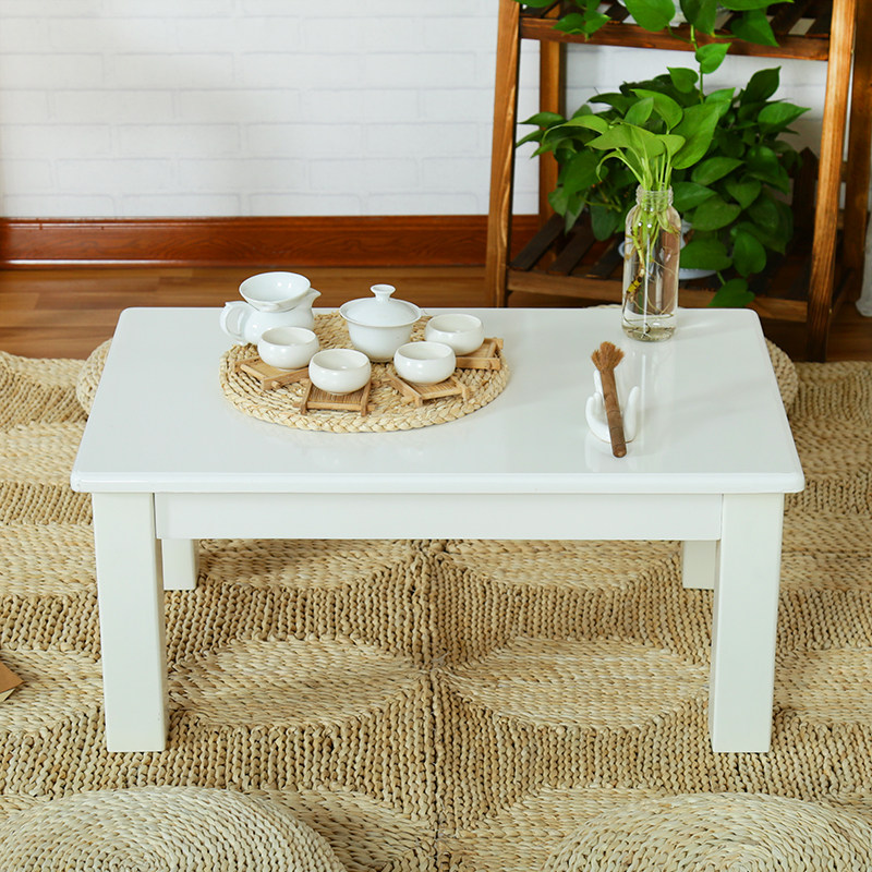 白色实木榻榻米茶几简约和室地台日式矮桌炕桌家用阳台飘窗小桌子
