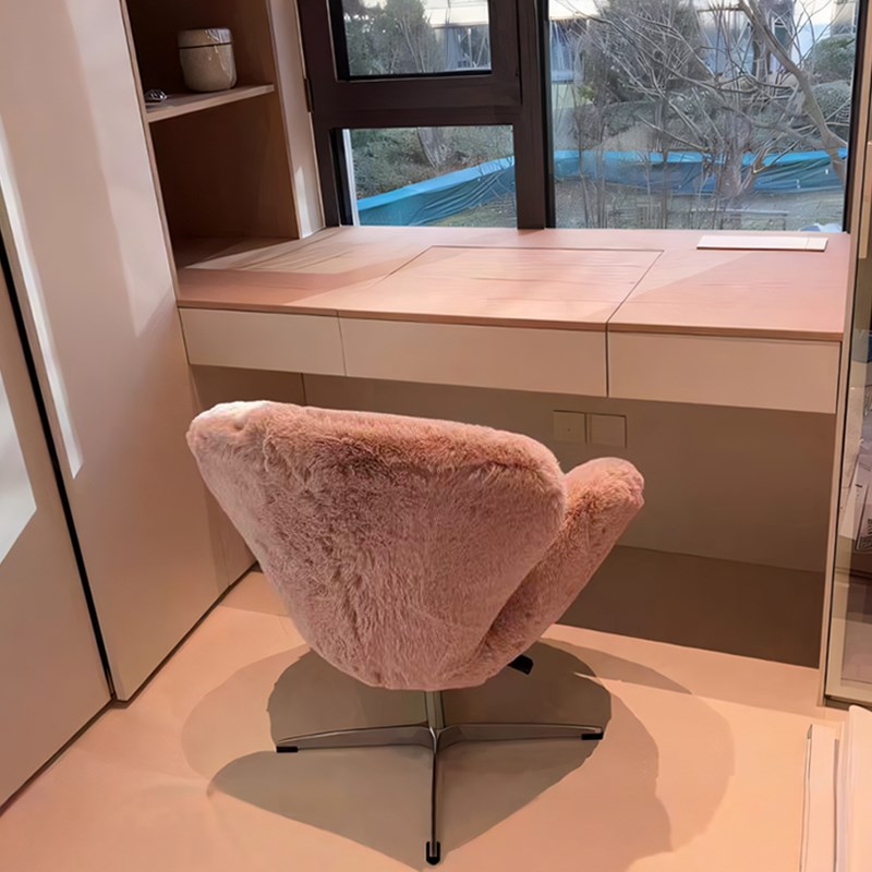 法式主卧室梳妆台化妆凳靠背轻奢高级感可旋转单人沙发天鹅椅子