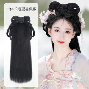 汉服假发古风懒人一体式古装头饰明制假发髻盘发发包发箍全头套女
