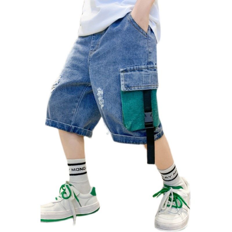 童装男童短裤牛仔裤夏款中大童休闲五分裤儿童弹力中腰裤子洋气潮