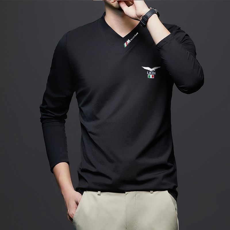 爸爸春装上衣服长袖t恤中年男士秋季薄款男装中老年人爷爷打底衫