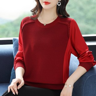 设计感衬衫春秋冬季短款毛衣女士洋气时尚内搭假两件打底针织小衫