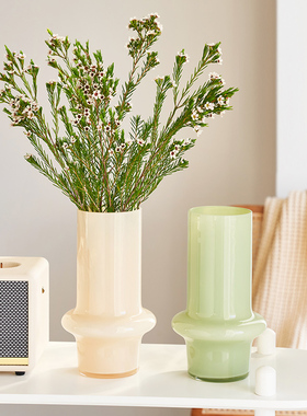 中古花瓶玻璃高级感客厅复古水养鲜花百合插花器干花装饰摆件简约