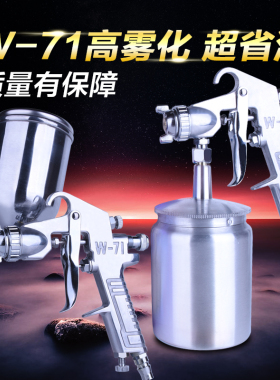 正品日本明治荣陈W-71油漆喷枪上下壶家具汽车气动高雾化喷枪W-71