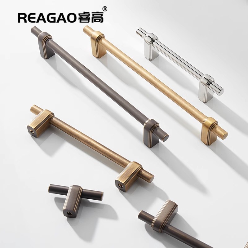 睿高全铜柜门拉手橱柜衣柜酒柜书柜门把手抽屉小拉手轻奢美式法式