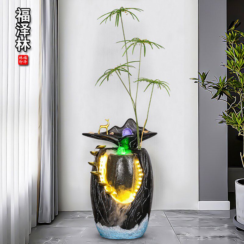 客厅落地喷泉流水生财摆件轻奢高档现代家居装饰品玄关循环水景观